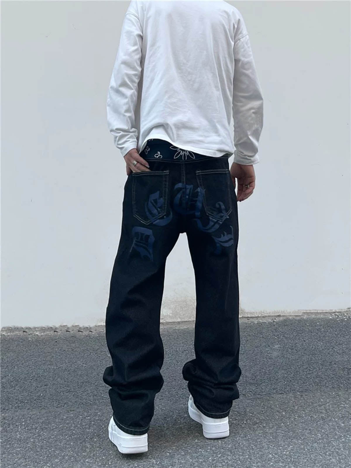 Thesupermade Petal Letter Straight Jeans 