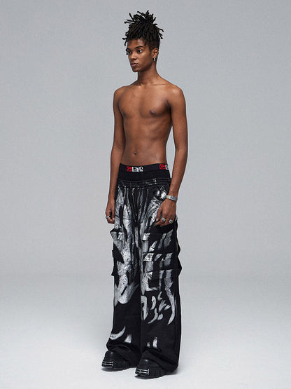 Deconstructed Brushed Silver Ribbon Drawstring Pant - 2177 