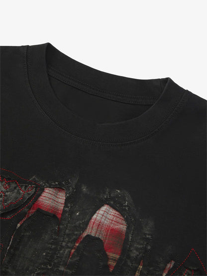 Thesupermade Street Contrast Color Embroidered T-shirt 