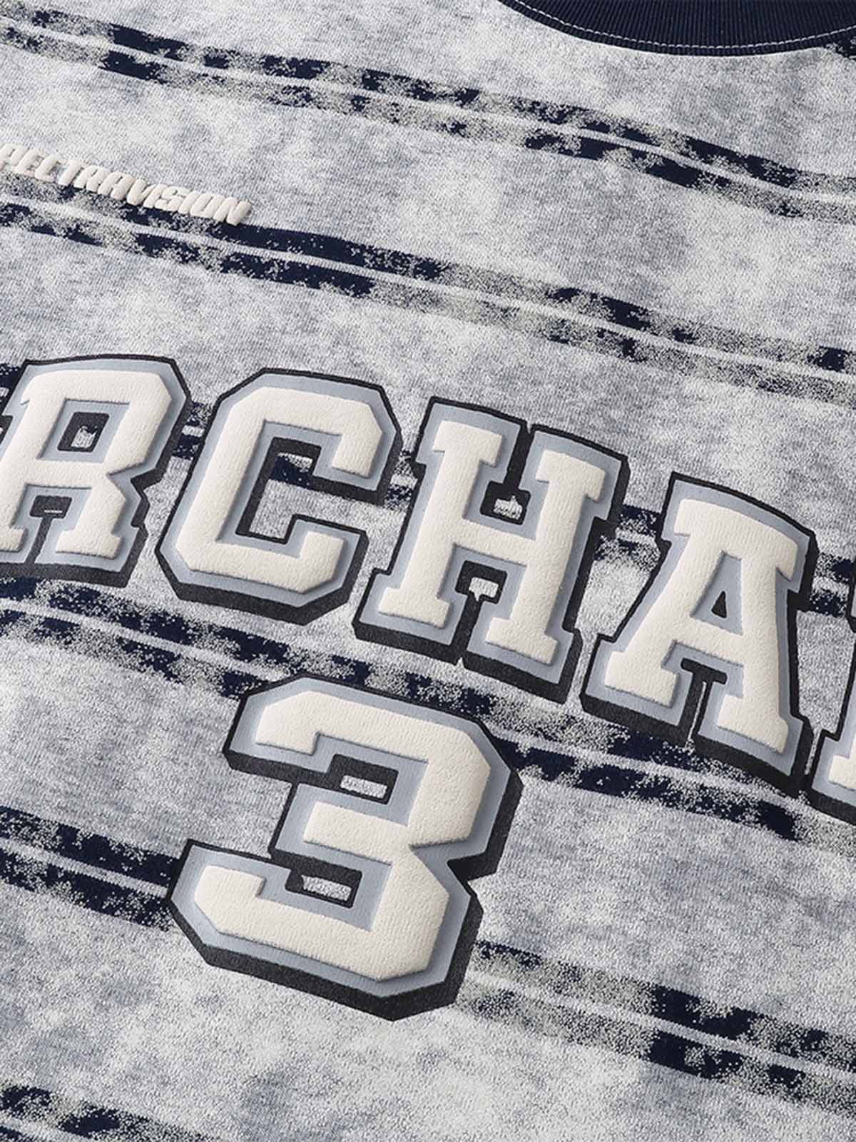 Graphic Lettering Striped Oversized T-Shirt 