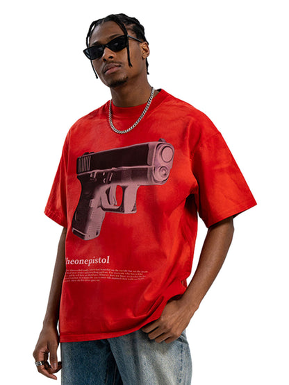 Graphic Gun Print T-Shirt - Bold Statement for Urban Style 