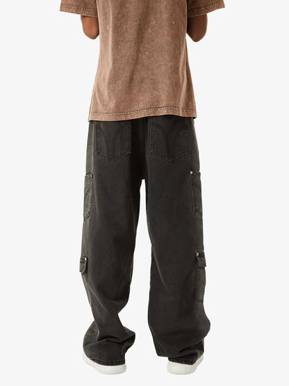 Thesupermade Multi-pocket Zipper Design Washed Hip-Hop Jeans - 2112 
