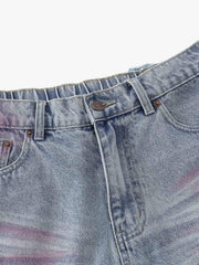 Distressed Tie-Dye Denim Jorts 