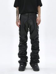 Thesupermade Punk Style Pleated Leather Pants - 2195 