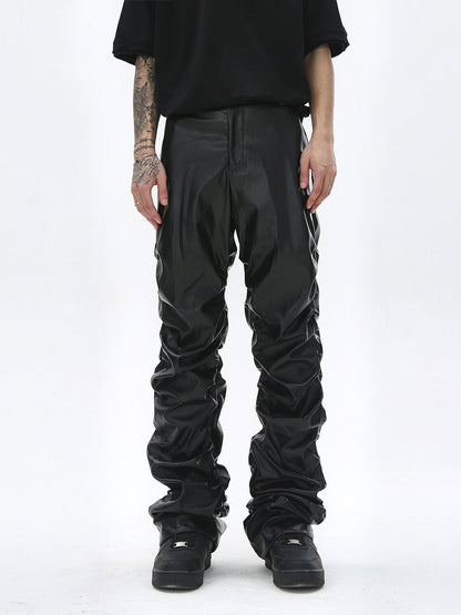 Thesupermade Punk Style Pleated Leather Pants - 2195 