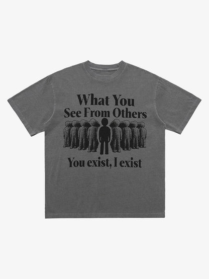 Street Retro Portrait Letter Print T-Shirt 