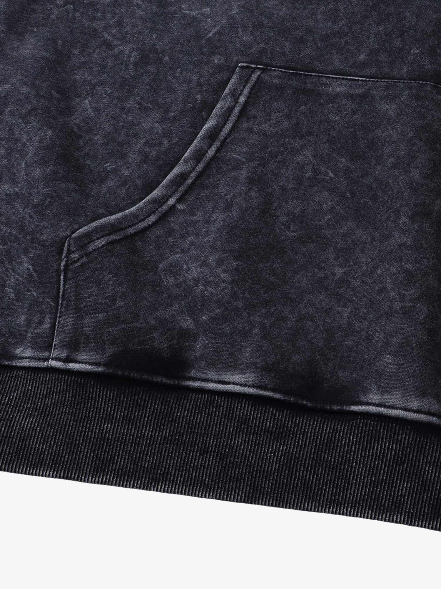 Thesupermade Washed Flame Printed Hooded Fleece Sweatshirt 