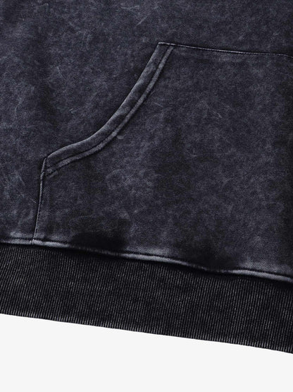 Thesupermade Washed Flame Printed Hooded Fleece Sweatshirt 