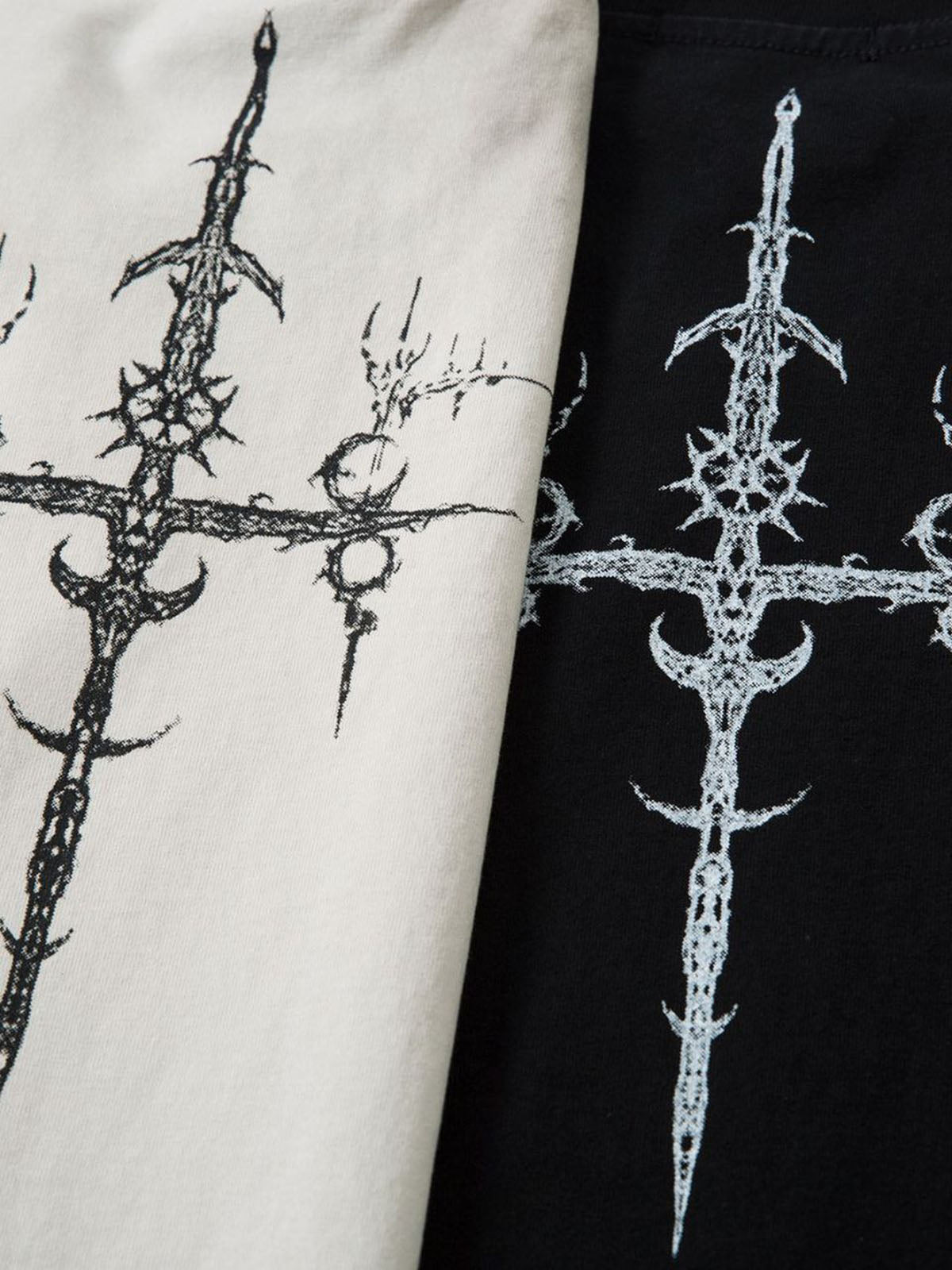 Heavy Cotton Washed Cross Shield Print T-shirt 