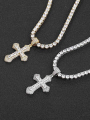 Thesupermade Corss Full Diamond Necklace-1514 