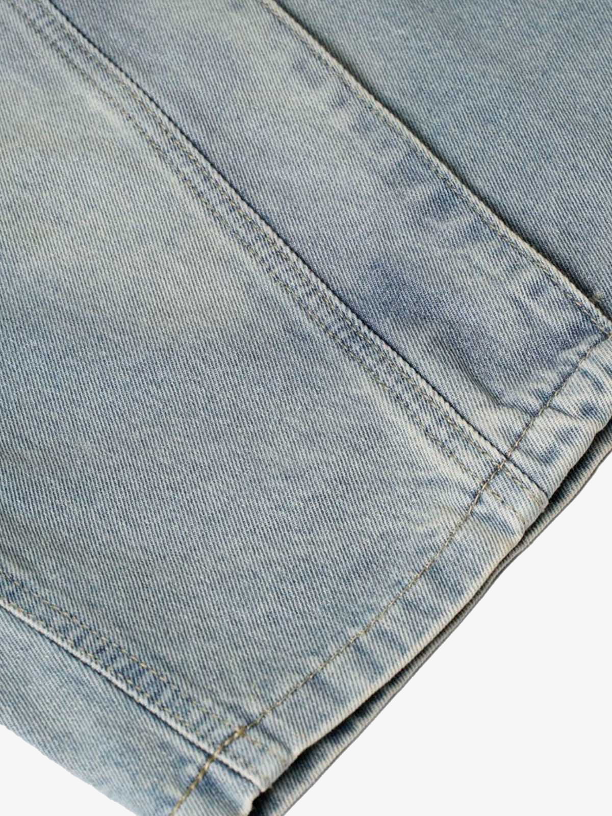Washed Distressed Deconstructed Split Denim Shorts 