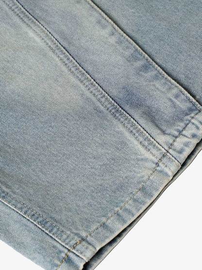 Washed Distressed Deconstructed Split Denim Shorts 