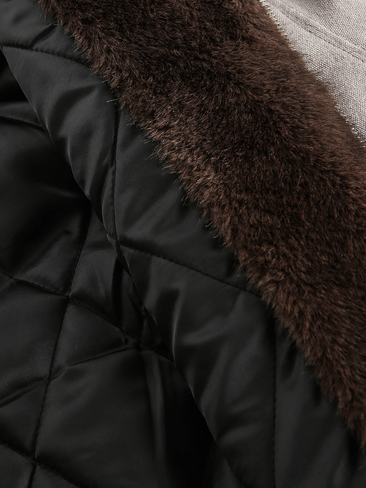 Thesupermade Fur Hooded Zip Up Quilted Jacket 