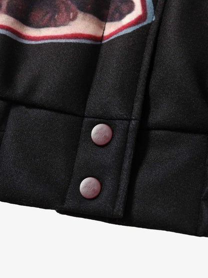 Thesupermade Siamese Cat Embroidery Leather Bomber Jacket - 2217 