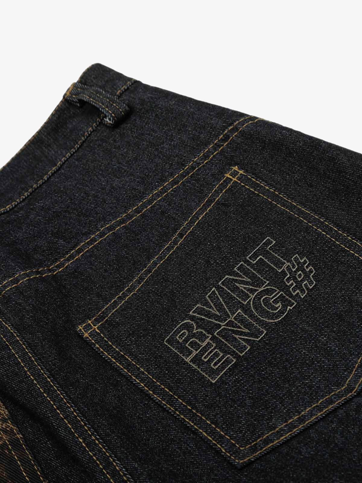 Washed Cheetah Print Patchwork Denim Jorts 