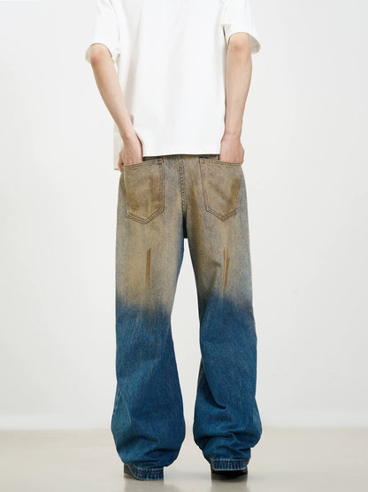 Thesupermade Retro Ripped Washed Patina Street Hip-Hop Jeans 