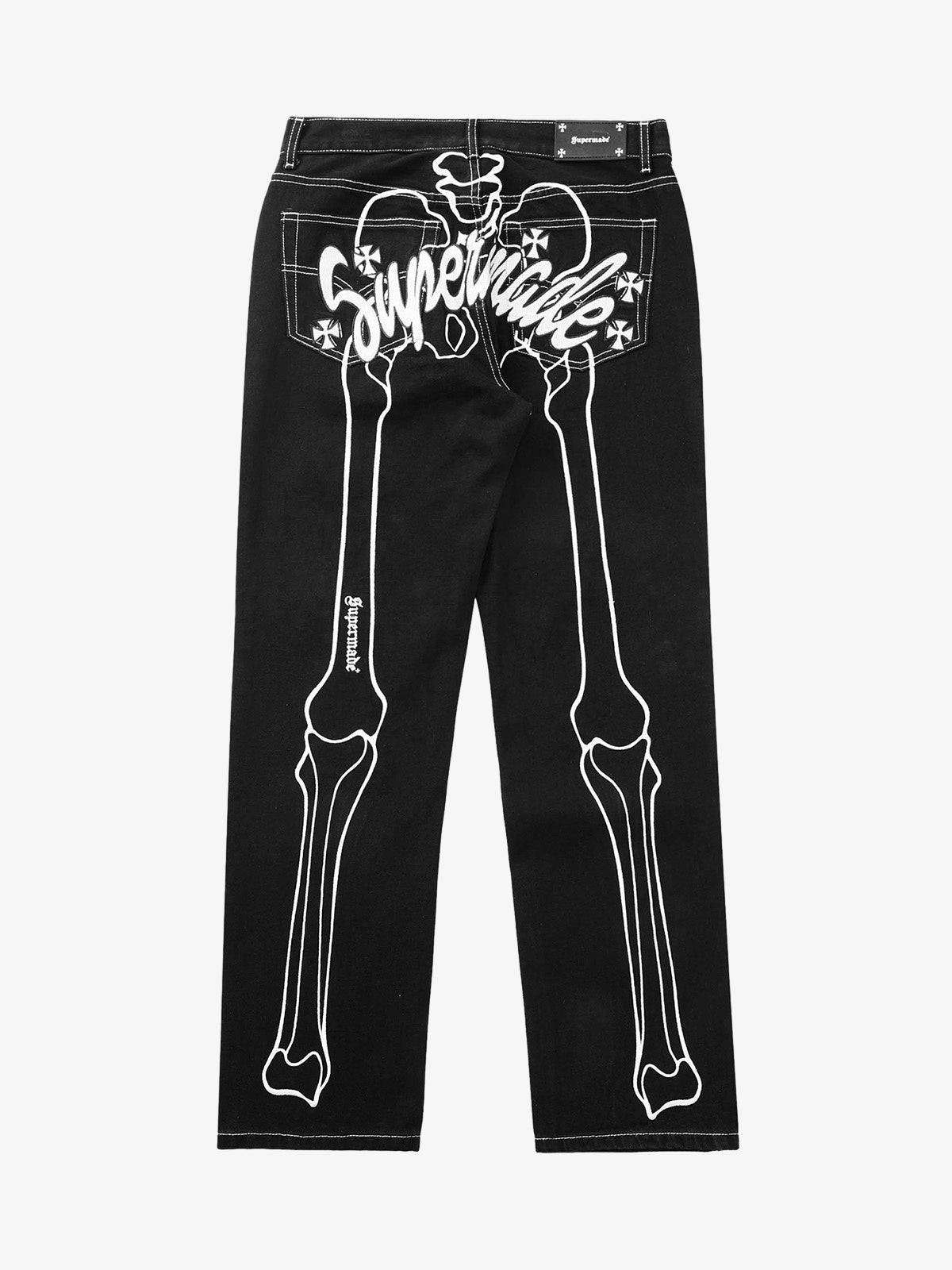 Thesupermade Hip Hop Bones Embroidered Jeans - 1859 