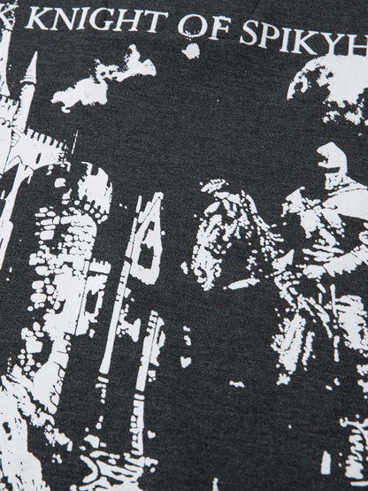 Retro Faux Two-Piece Print T-shirt 