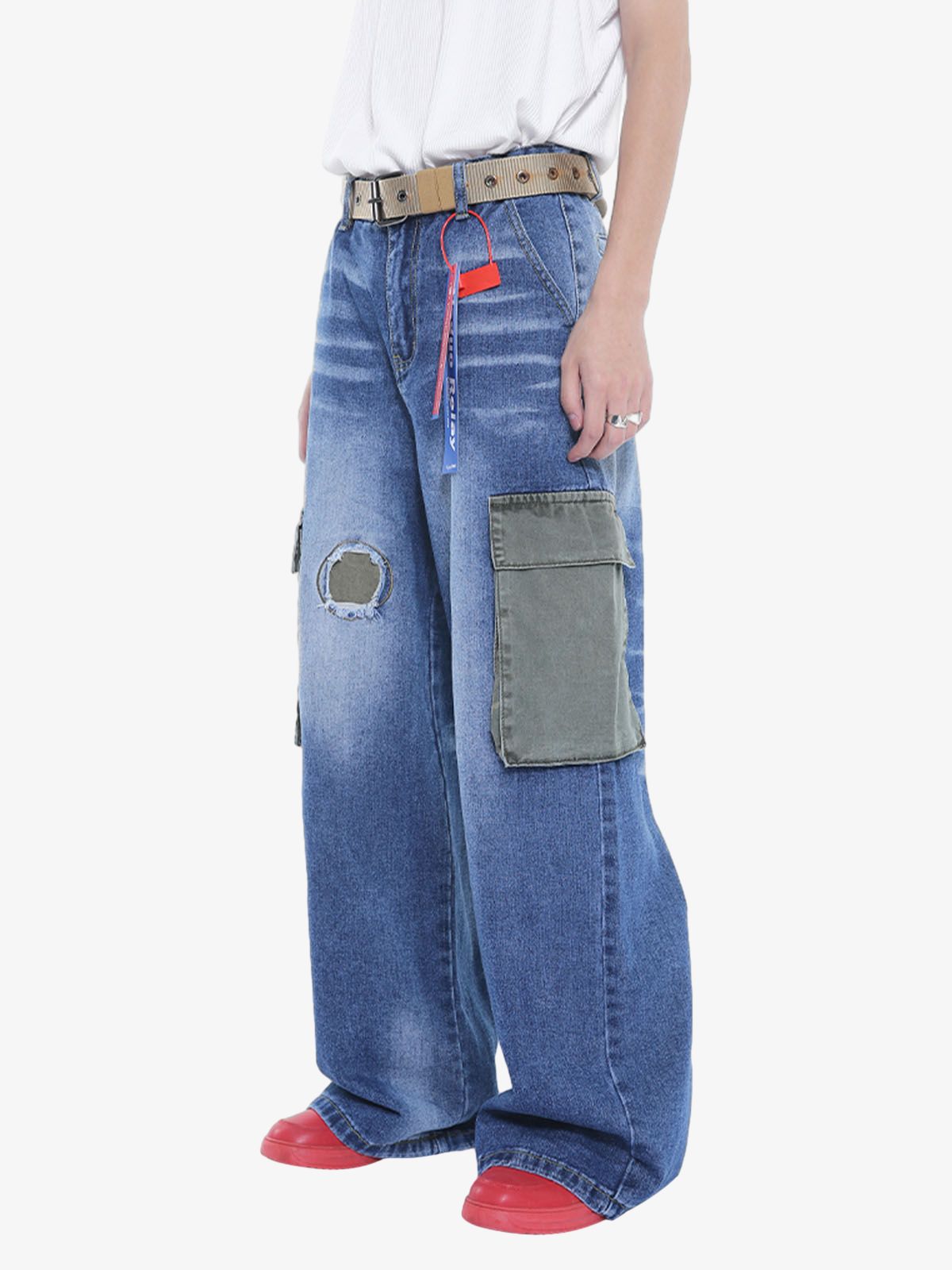 Thesupermade Homemade Large Pocket Cargo Jeans 