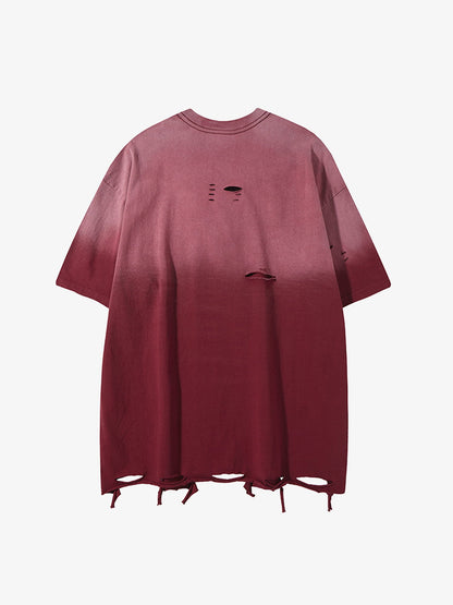 Tie -Dye Tattered Edge Necklace T-shirt 