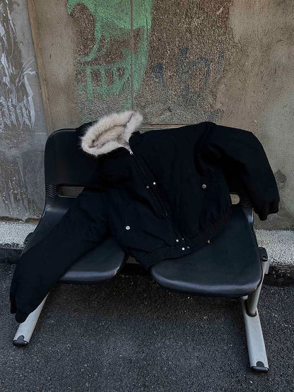 Spliced Fur Hooded Quilted Jacket - 2285 