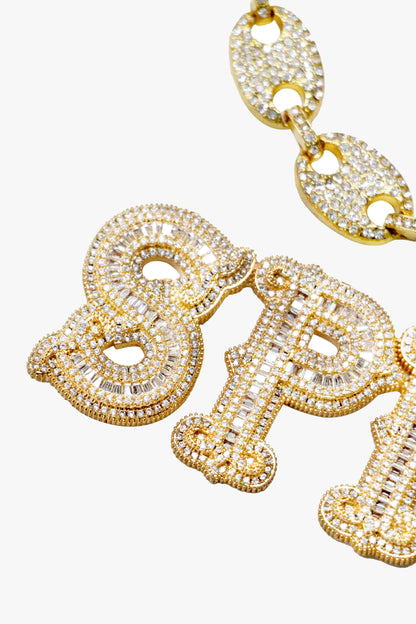 Thesupermade Hip-hop Diamond Letter Necklace - 2229 