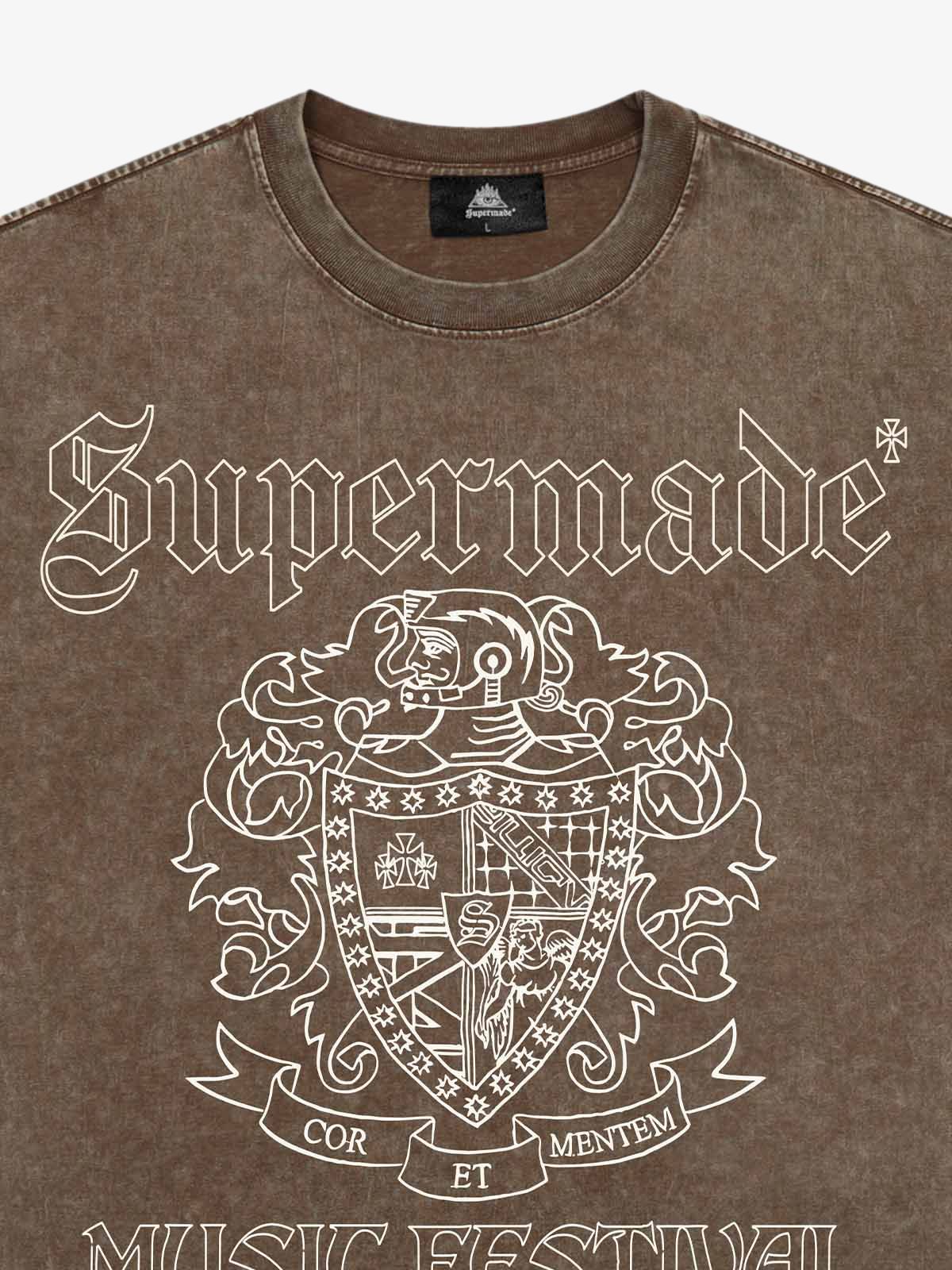 Original Gothic Letter Family Shield Badge Print T-Shirt 