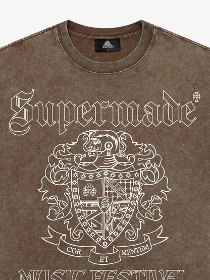 Original Gothic Letter Family Shield Badge Print T-Shirt 