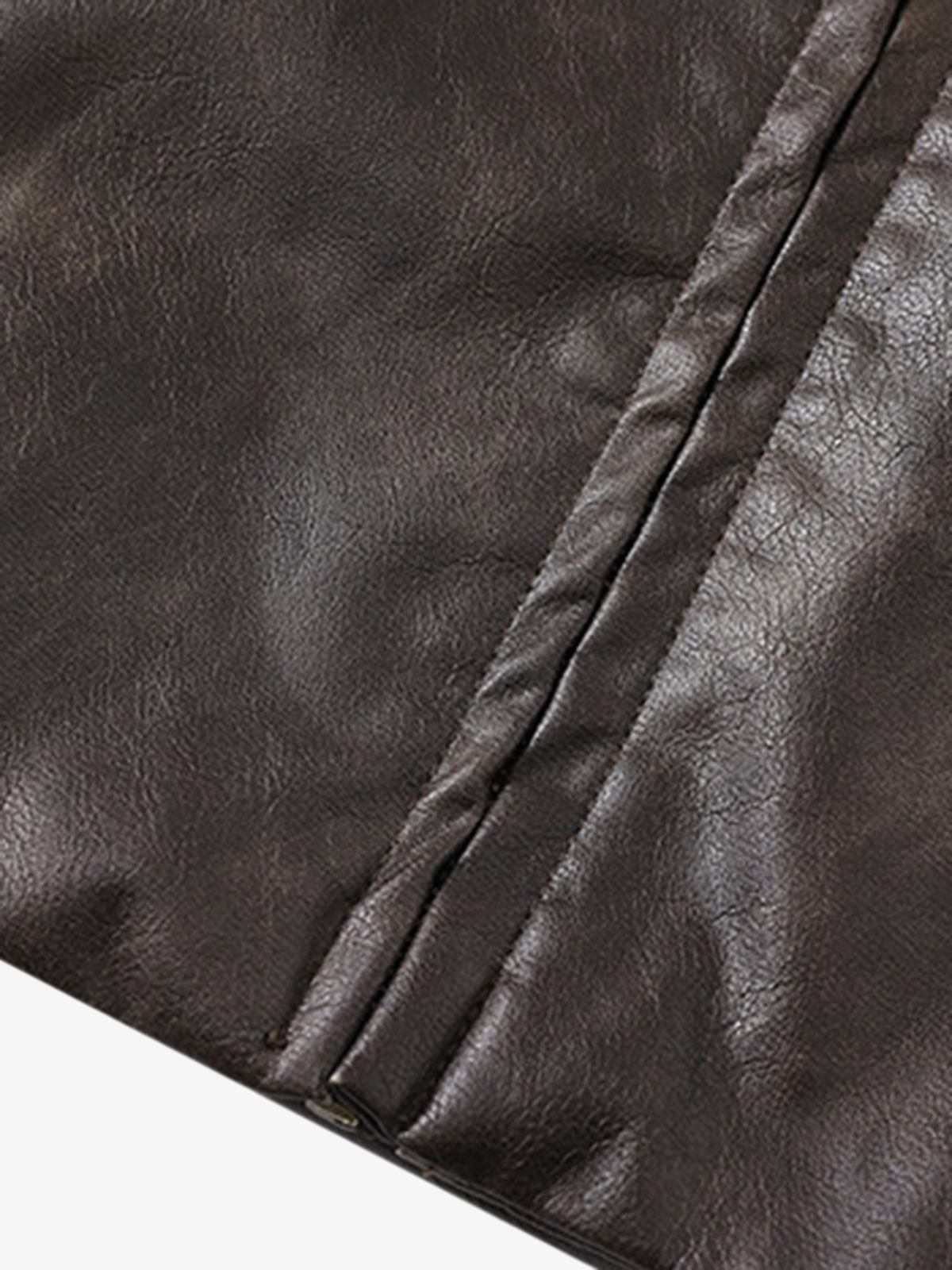 Thesupermade Distressed Letter Embroidery Motorcycle PU Leather Jacket 