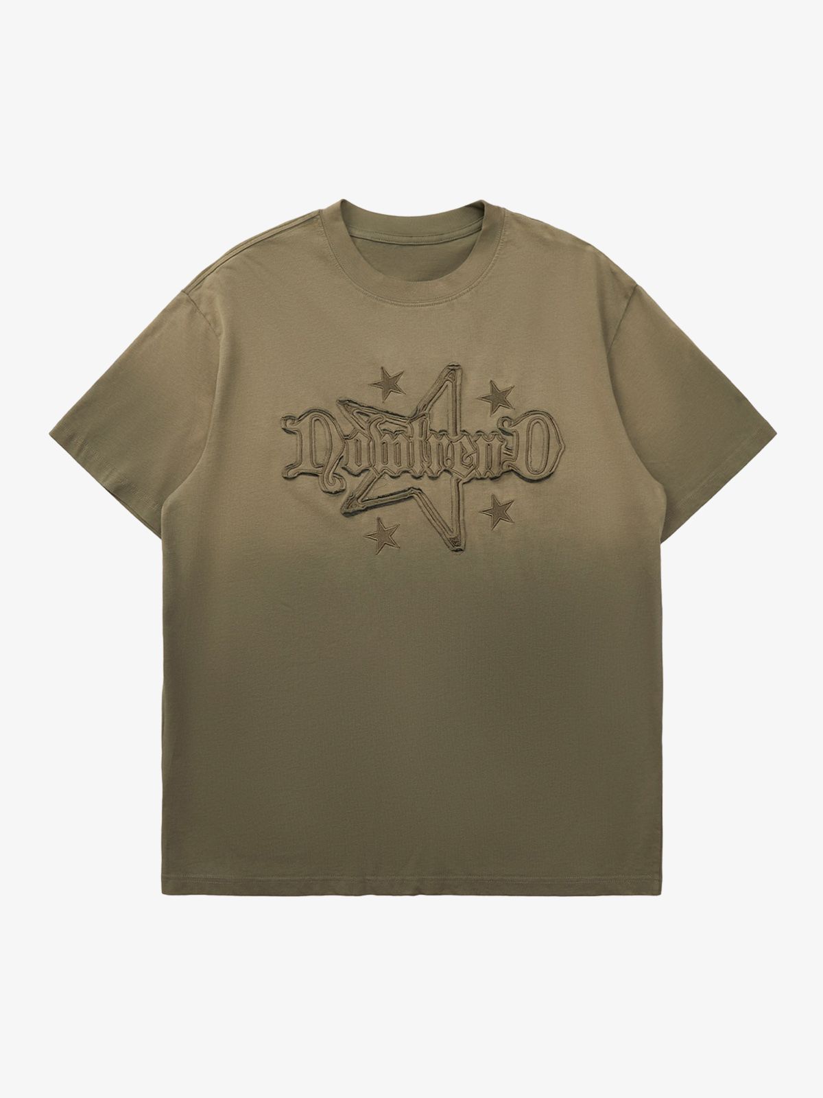 Thesupermade Retro Street Gradient Star Embroidery Rap T-Shirt 