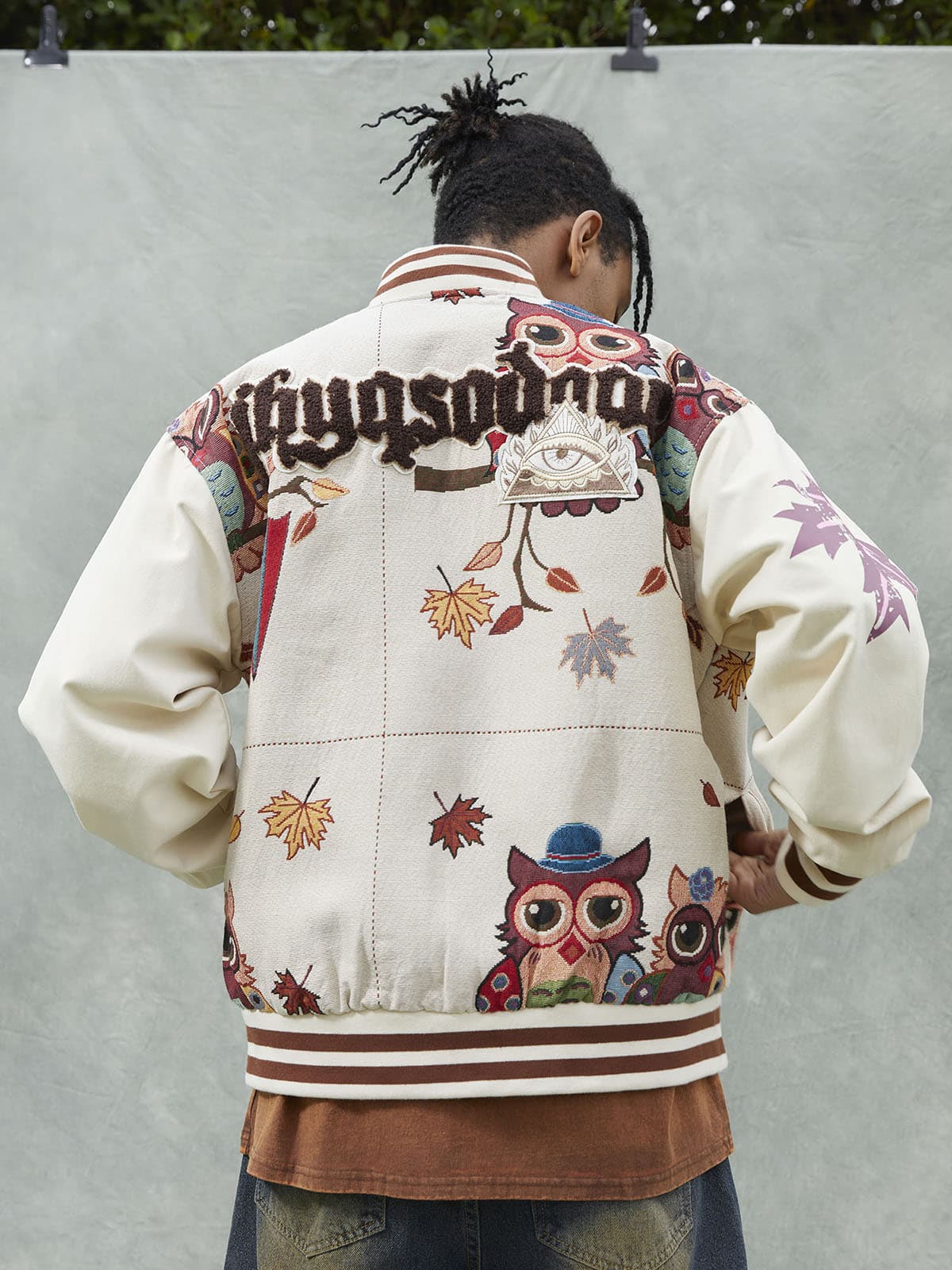 Thesupermade Owl Patch Embroidered Baseball Jersey 