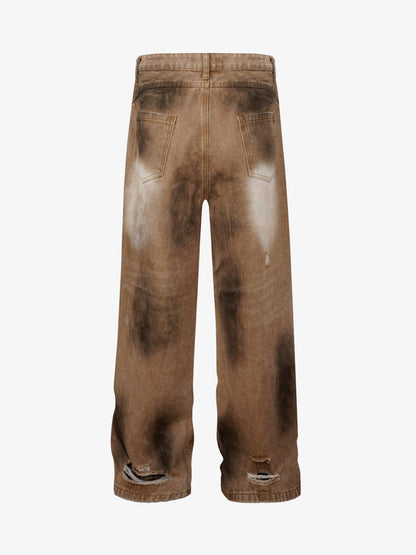 Street Ripped Dirty Dye Jeans 