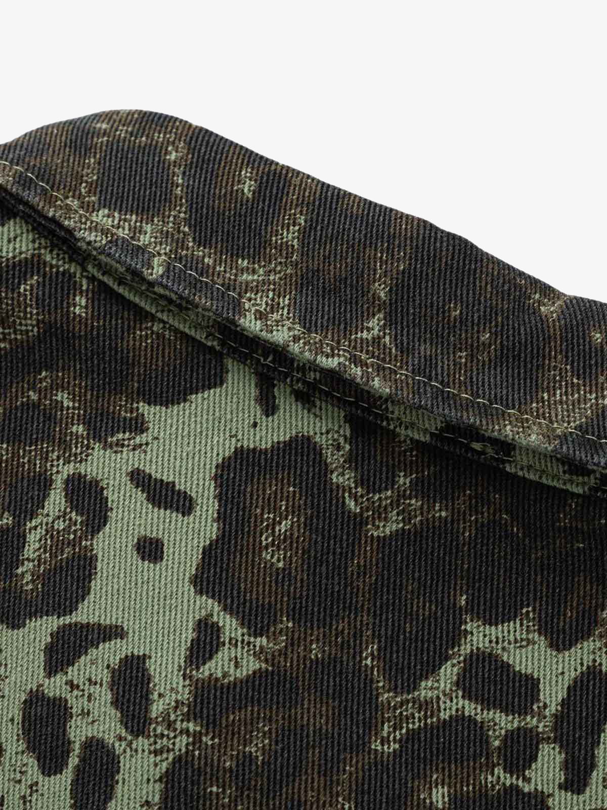Retro Cheetah Print Workwear Long-Sleeve Shirt 