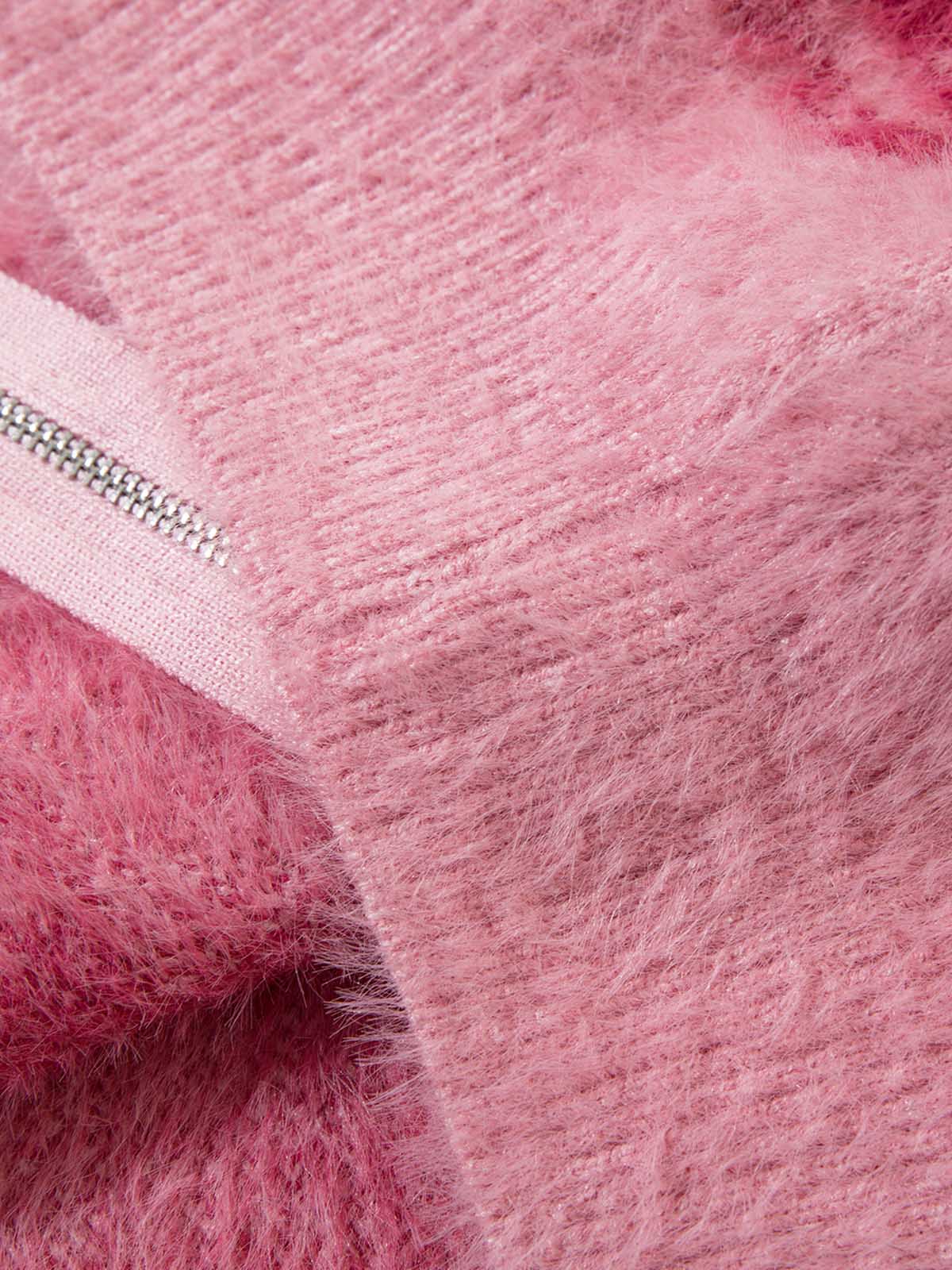 Thesupermade Graffiti Faux Mink Fur Zip Up Sweater 