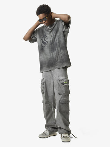 Thesupermade Vintage Wasteland Style Multi Pocket Work Pants 