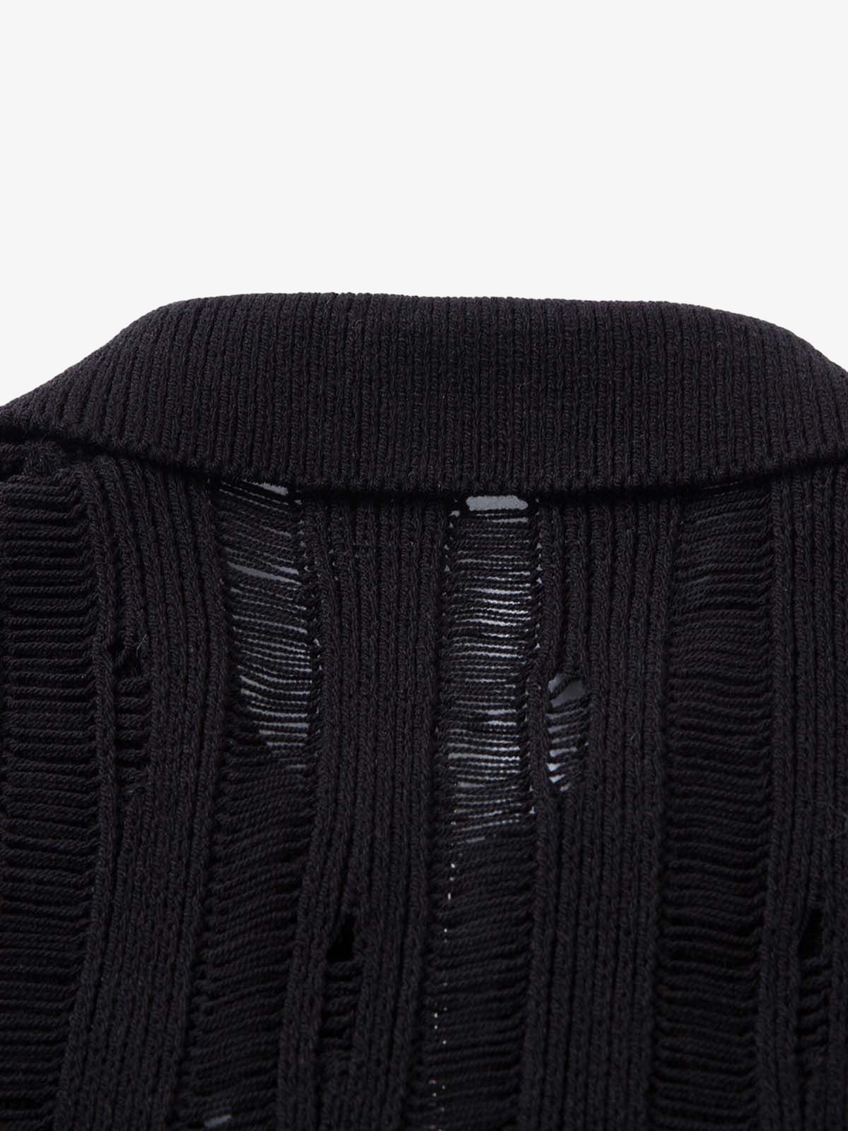 Cleanfit Black Knit Zip-Up Short-Sleeve Shirt 