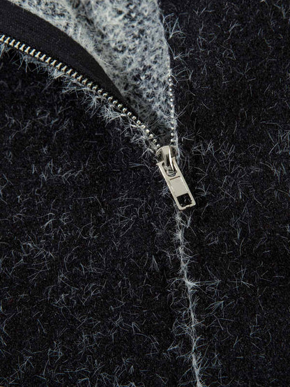 Thesupermade Fuzzy Zipper Hooded Sweater 