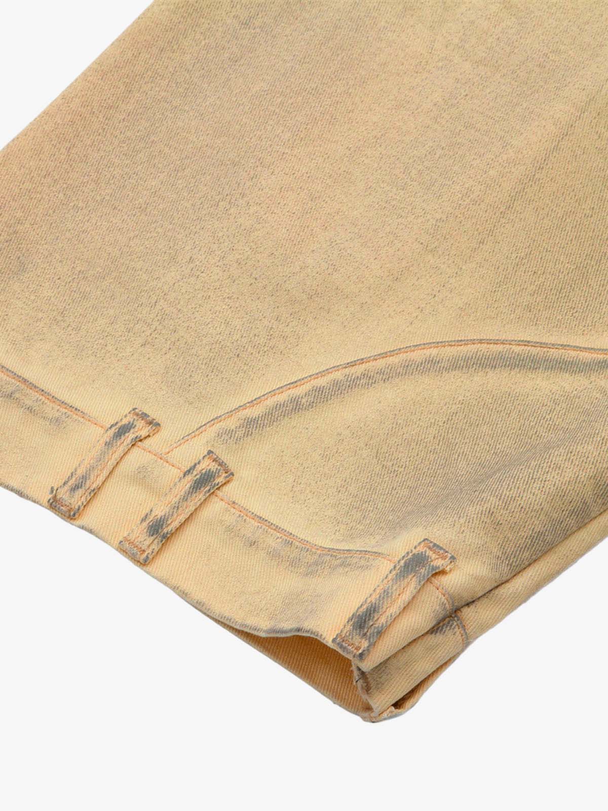 Washed Distressed Detachable Scarf Barrel Jeans 