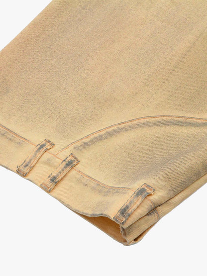 Washed Distressed Detachable Scarf Barrel Jeans 