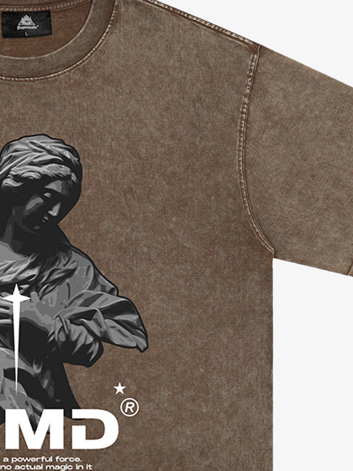 Original Virgin Mary Sculpture Star Print T-Shirt 