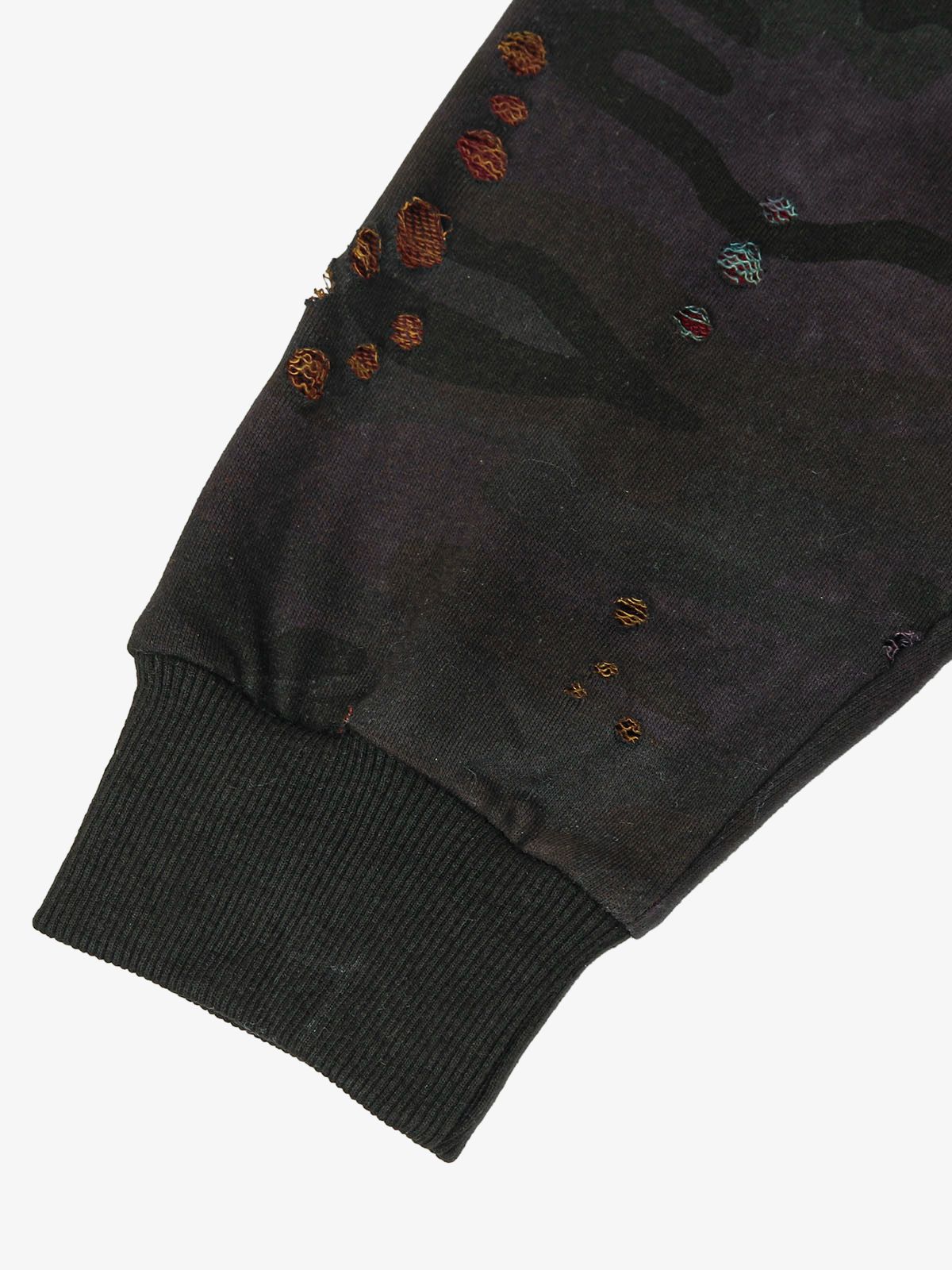 Thesupermade Washed Distressed Zipper Hooded Jacket 