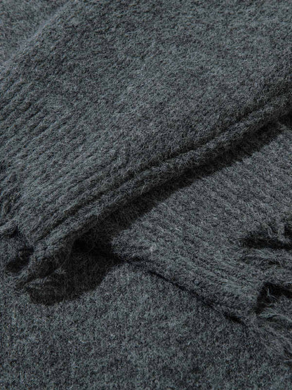 Distressed Quarter Zip Sweater 