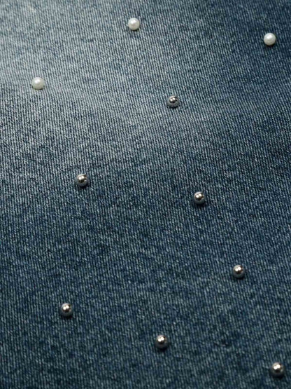 Washed Studded Denim Jorts 