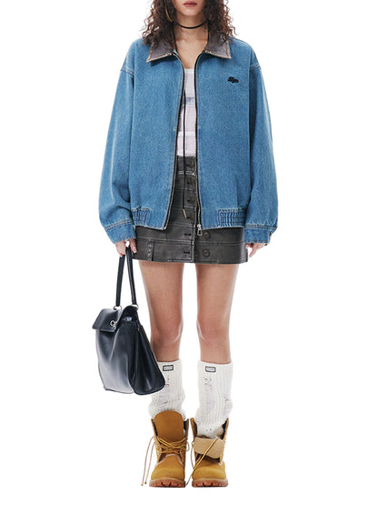 Heavy Washed Denim Work Jacket 