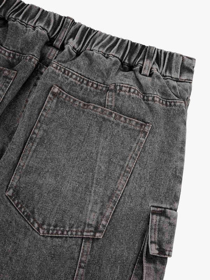 Thesupermade Street Stitching Multi-Pocket Workwear Washed Jeans - 2209 