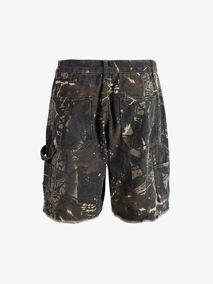 Thesupermade Retro Distressed Camouflage Workwear Hip-Hop Shorts 