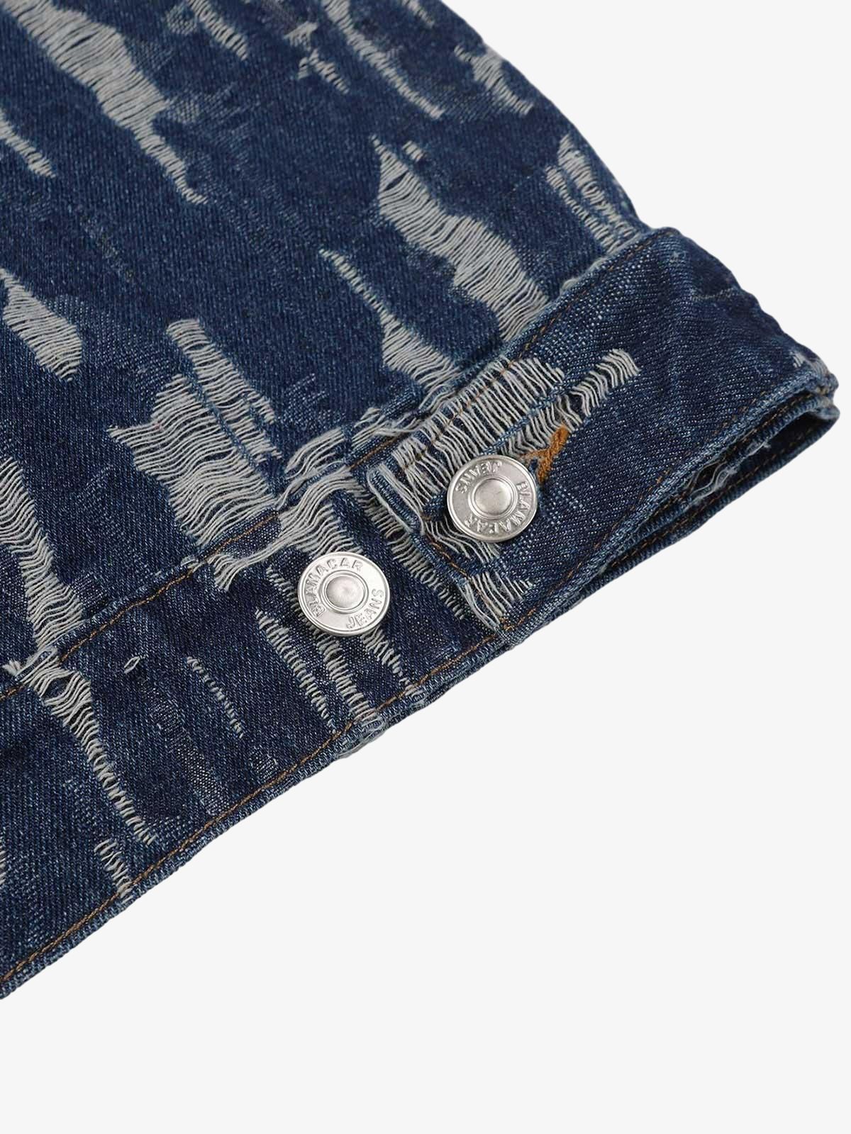 Thesupermade Embroidered Washed Denim Hoodie 