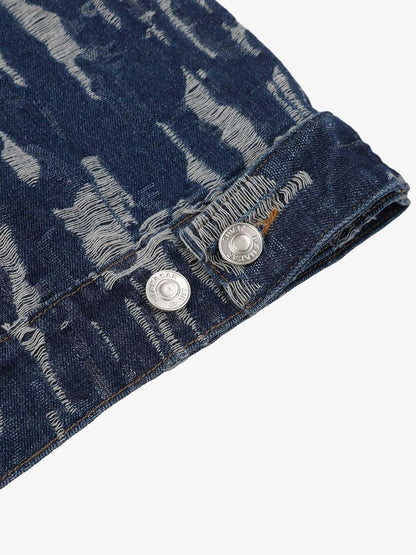 Thesupermade Embroidered Washed Denim Hoodie 
