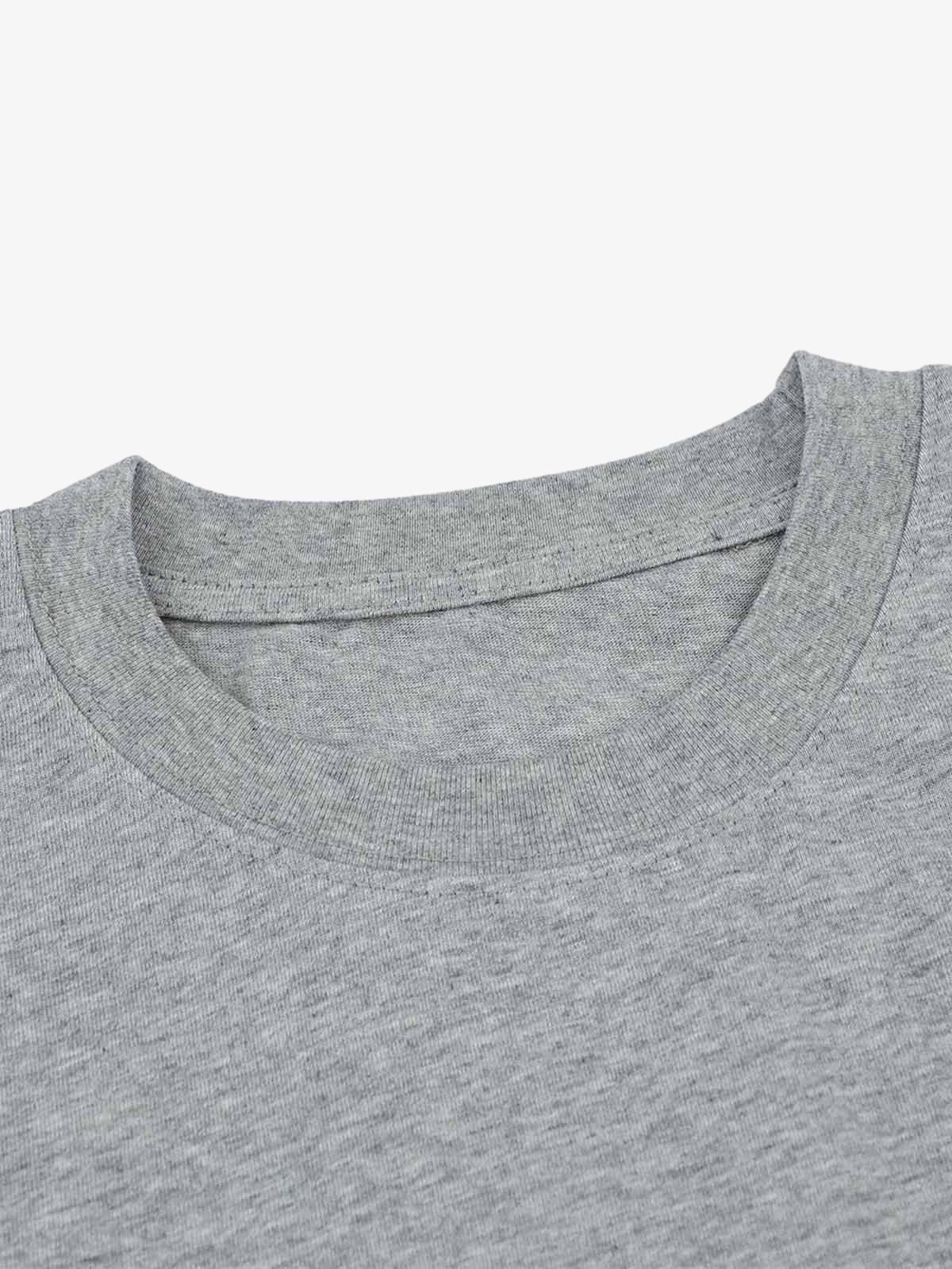 Retro Contrast Color Stitching Embroidered Letter T-shirt 