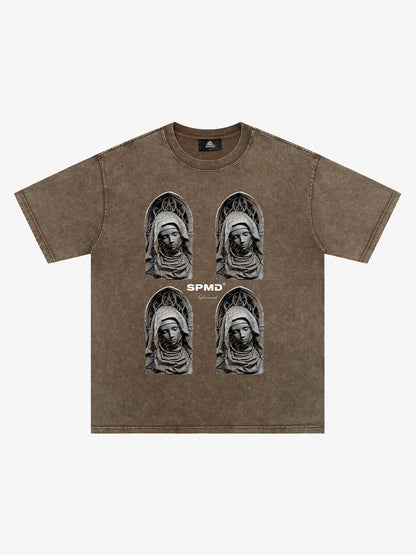 Original Virgin Mary Mottled Sculpture Print T-Shirt 